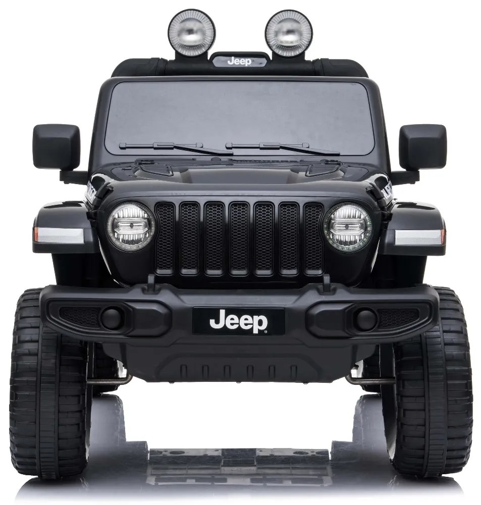 Jipe elétrico para Crianças JEEP Wrangler, assento duplo em couro sintético, rádio com Bluetooth e entrada USB, unidade 4x4, bateria 12V10Ah, rodas EV