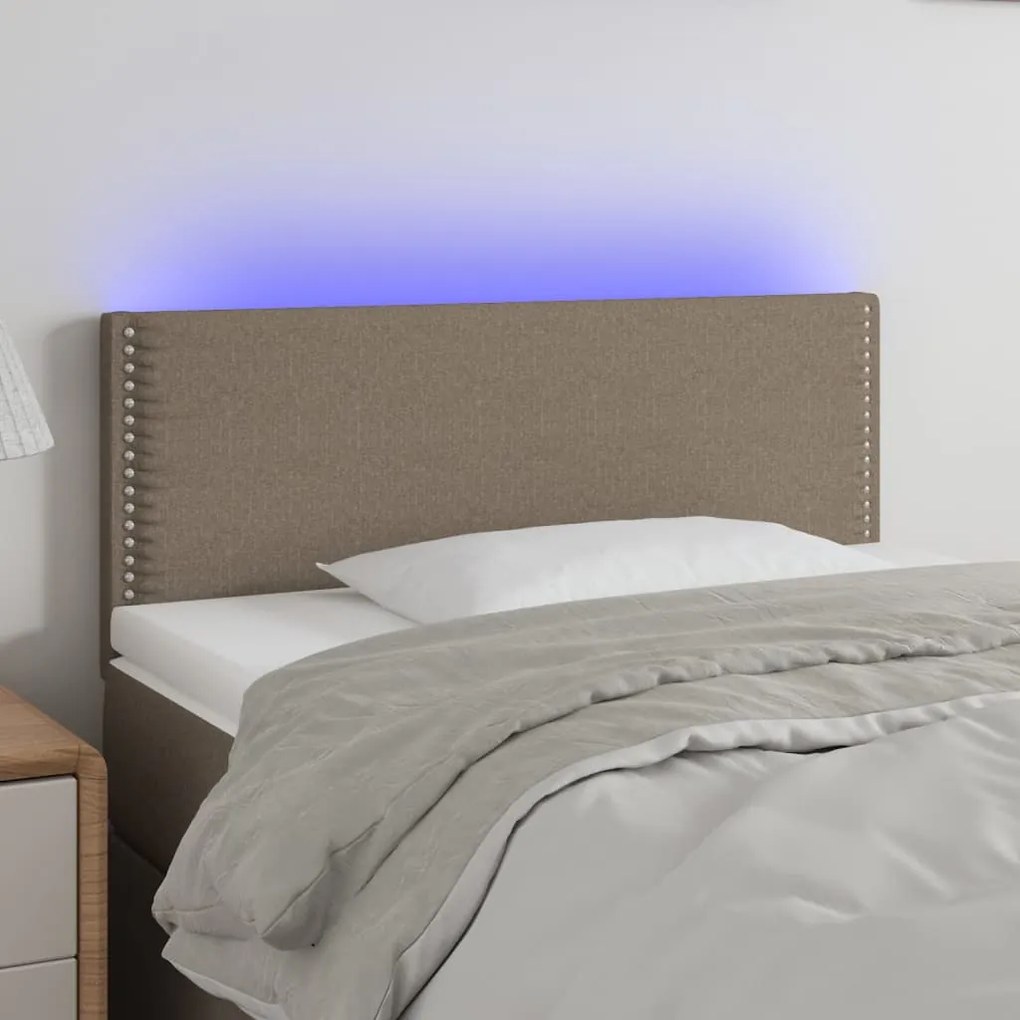3121458 vidaXL Cabeceira cama luzes LED tecido 90x5x78/88cm cinza-acastanhado