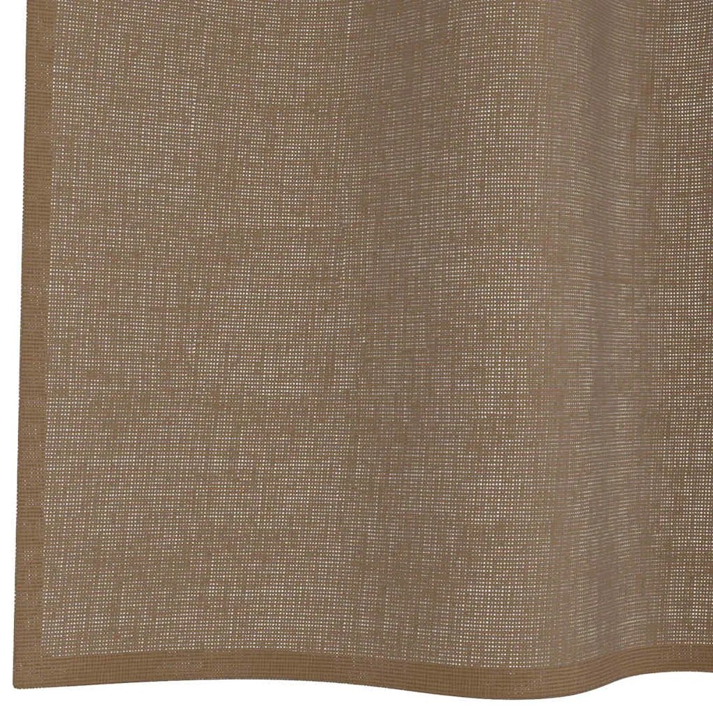 Cortinas de voile com ilhós 2 pcs castanho-claro
