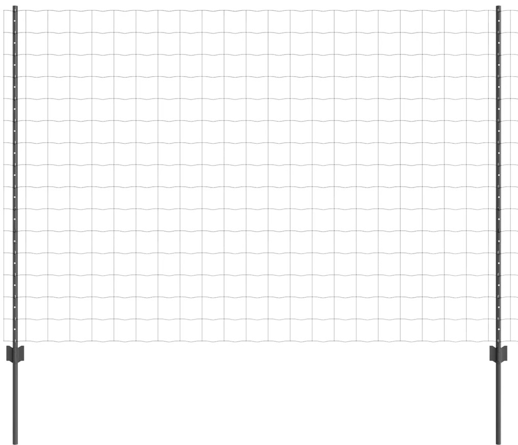 vidaXL Cerca e Poste Cinzeto 1,5 x 10 m Aço