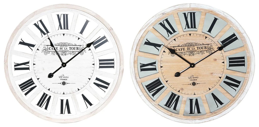 Relógio de Parede DKD Home Decor Vintage Branco Madeira MDF (2 pcs) (60 x 4 x 60 cm)