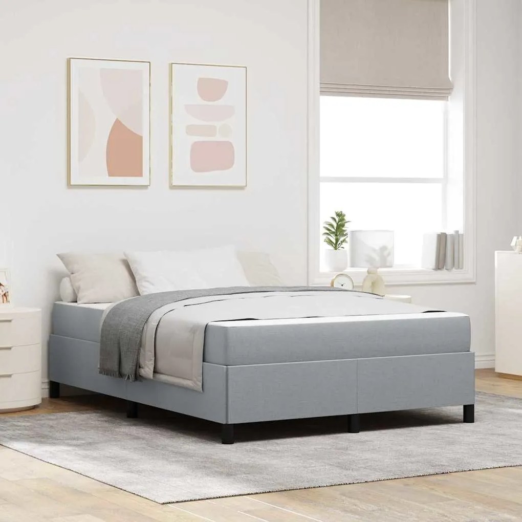 vidaXL Cama Box Cinzento-claro 160 x 200 cm tecido