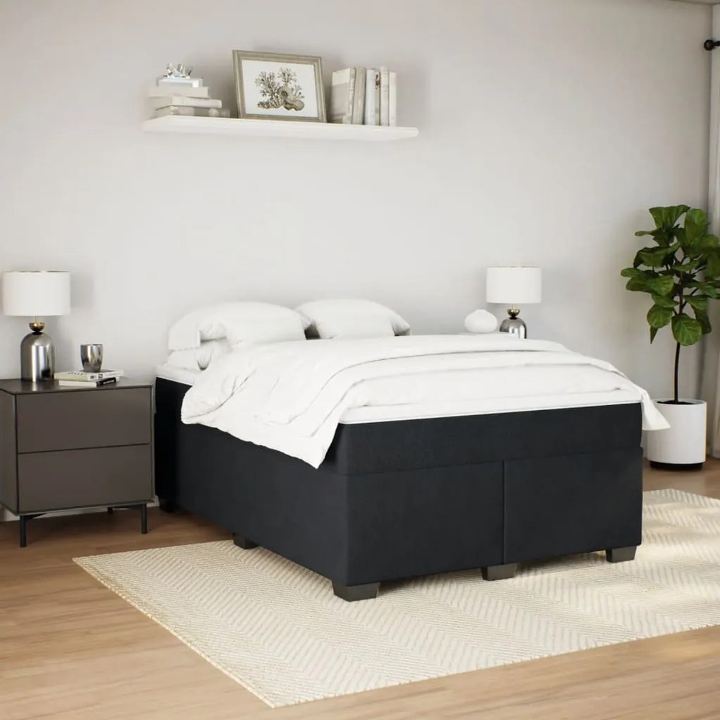 Cama com molas/colchão 140x200 cm veludo preto