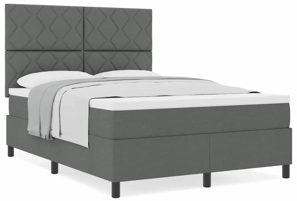 Cama Box Spring com Colchão Cinza Escuro 140x200 cm Tecido