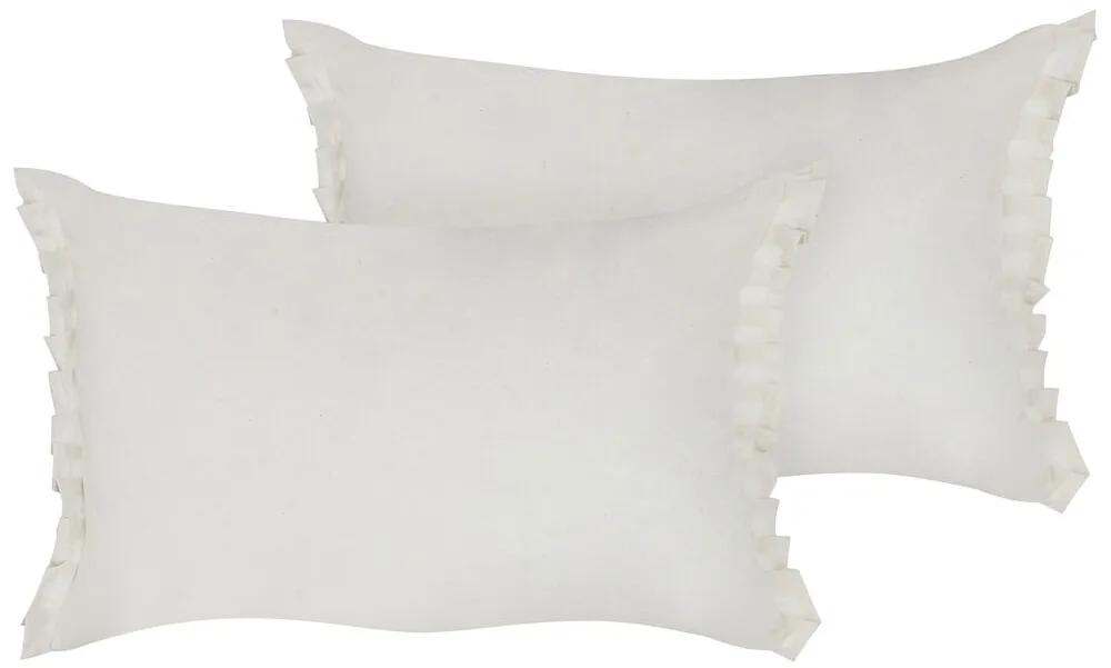 Conjunto de 2 almofadas decorativas em linho branco-creme 30 x 45 cm SASSAFRAS Beliani