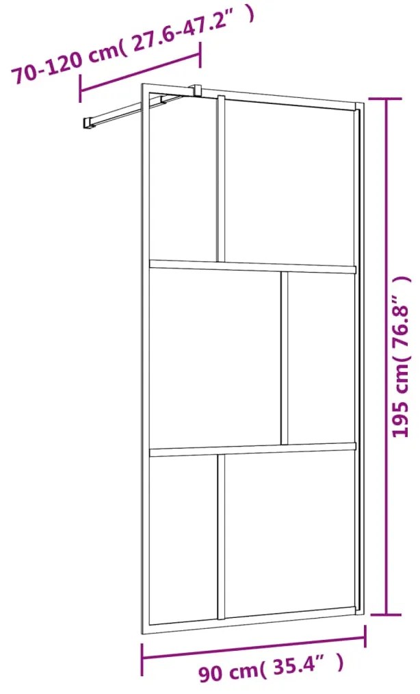 Divisória de chuveiro 90x195 cm vidro transparente ESG vermelho