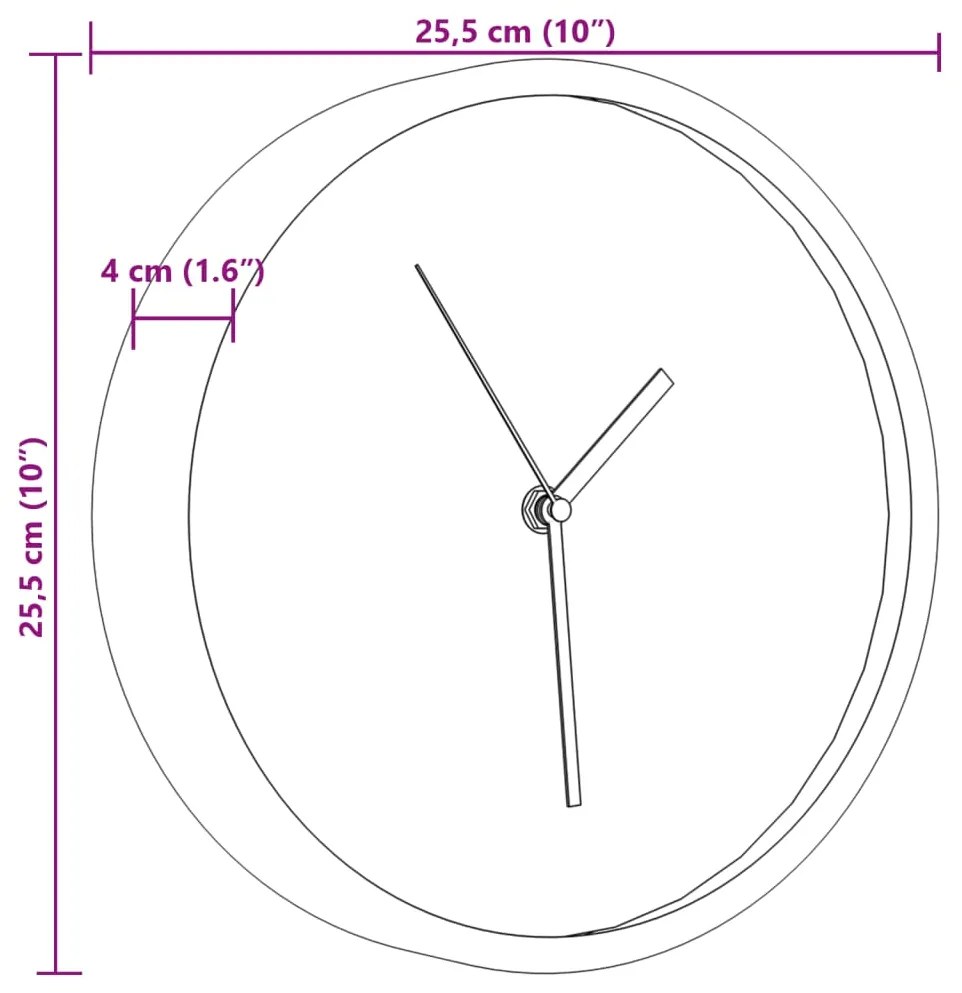 Relógio de parede Ø25,5 cm poliestireno e vidro rosa