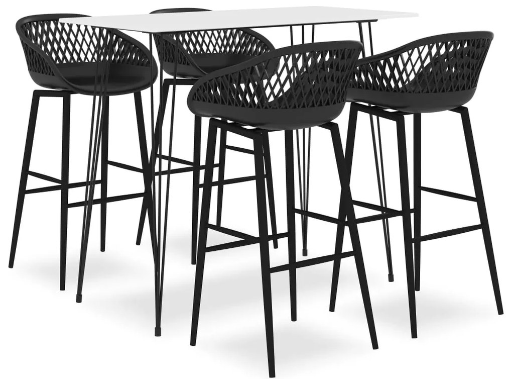 vidaXL 5 pcs conjunto de bar branco e preto