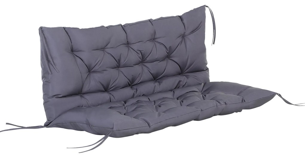 Outsunny Almofada para Banco com Encosto 120x110x12cm Almofada de Banco de 2 Lugares para Jardim Terraço Balcão Exterior Cinza