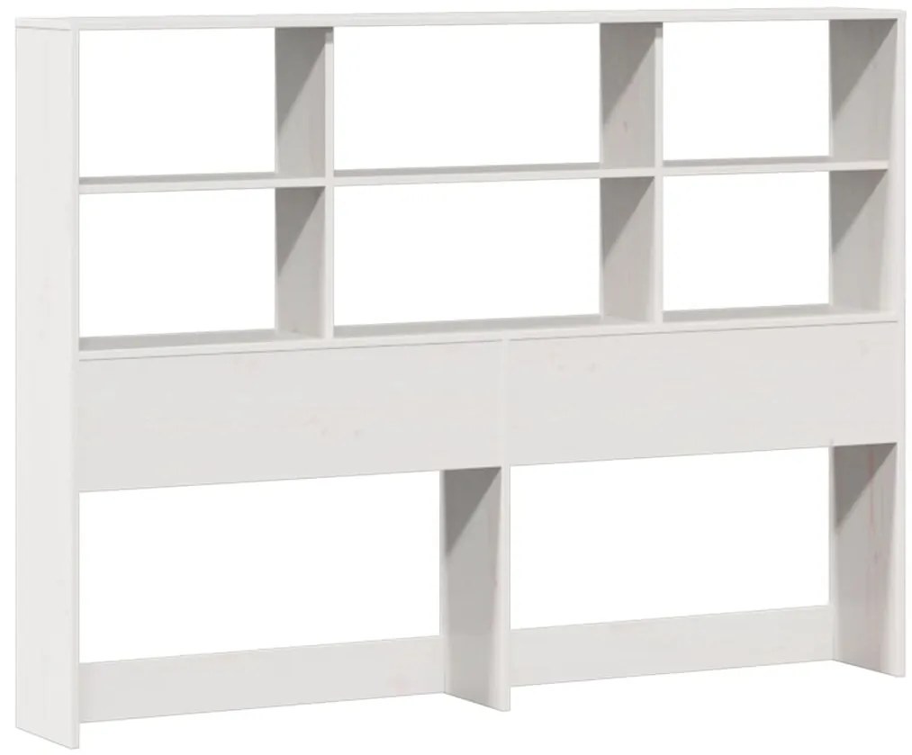Cama com estante sem colchão 140x200 cm pinho maciço branco