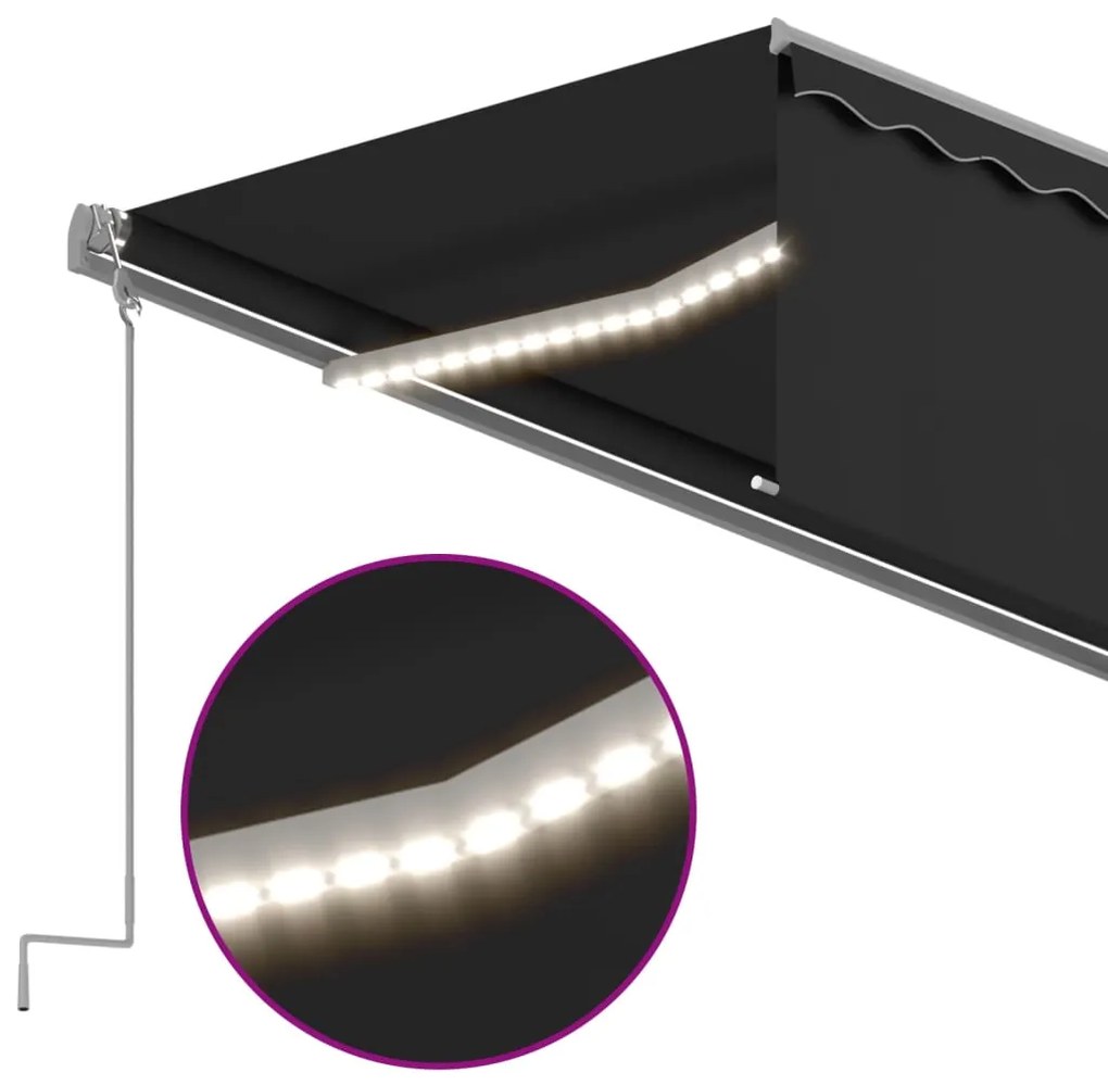 Toldo retrátil manual com estore/LED 6x3 m antracite