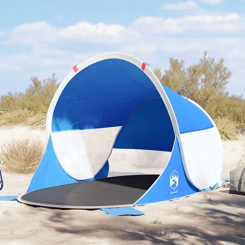 Tenda de praia pop-up impermeável azul ciano