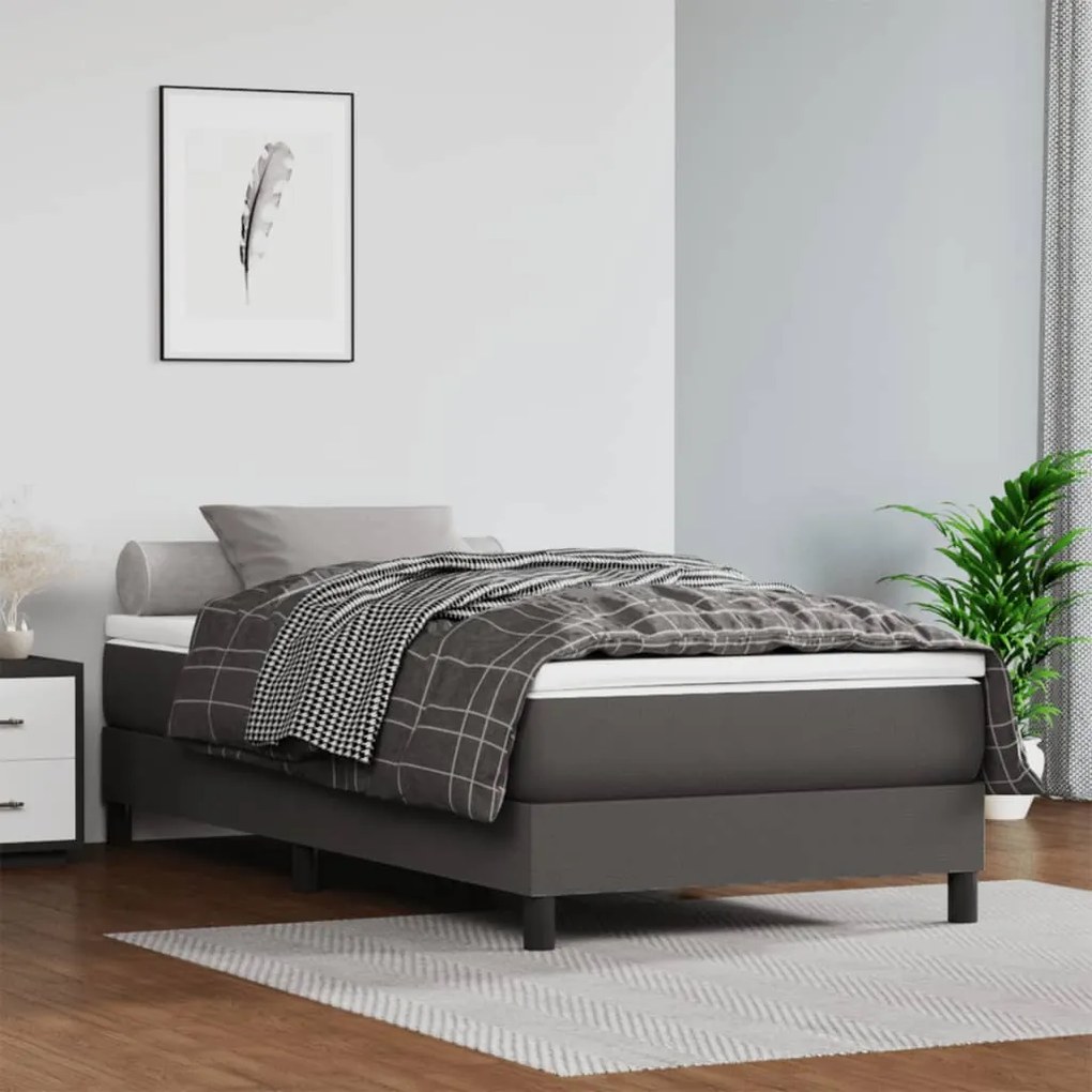vidaXL Colchão de molas ensacadas 120x190x20 cm couro artificial cinza