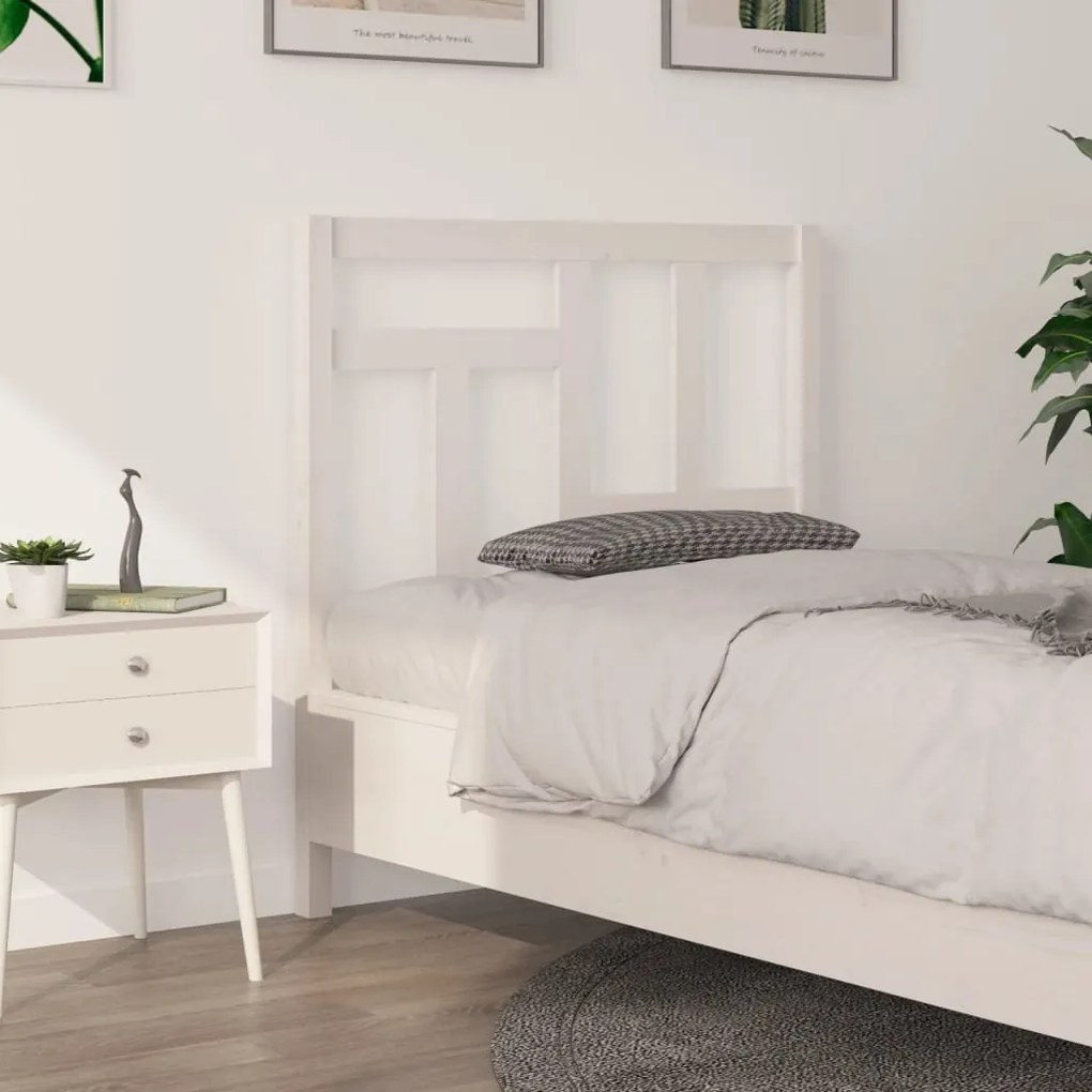 vidaXL Cabeceira de cama 95,5x4x100 cm madeira de pinho maciça branco