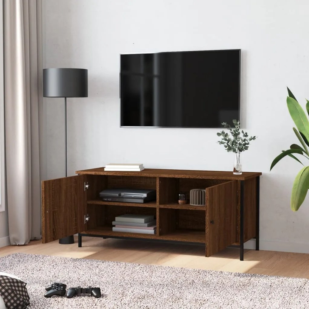 Móvel de TV Iris com 2 Portas de 102 cm - Nogueira - Design Moderno