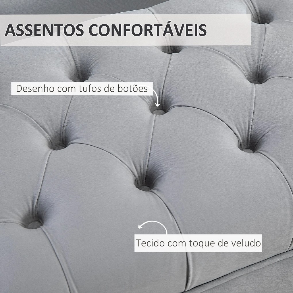 Banco de Pé de Cama com Assento Acolchoado e Pés Metálicos Banco para Entrada Corredor Capacidade 120 kg 118x45x42 cm Cinza