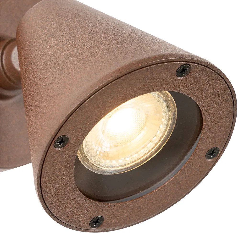 Candeeiro de parede exterior moderno castanho ferrugem IP44 ajustável - Ciara Moderno