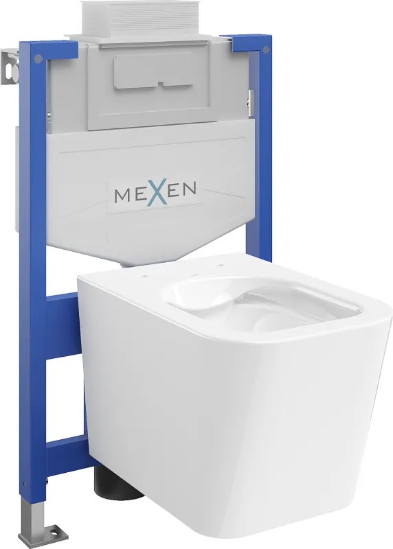 Mexen Teo conjunto de instalação embutida WC estrutura Fenix XS-U com sanita, branco brilho - 6853385XX00