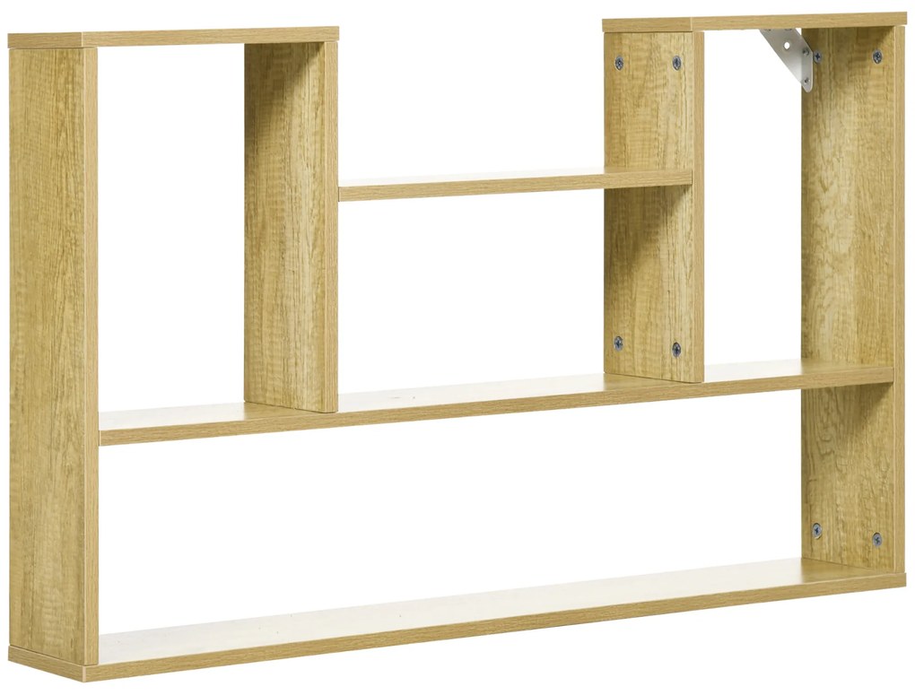 HOMCOM Prateleira de Parede com 2 Compartimentos Prateleira Suspensa de Madeira p100x15x60 cm Madeira