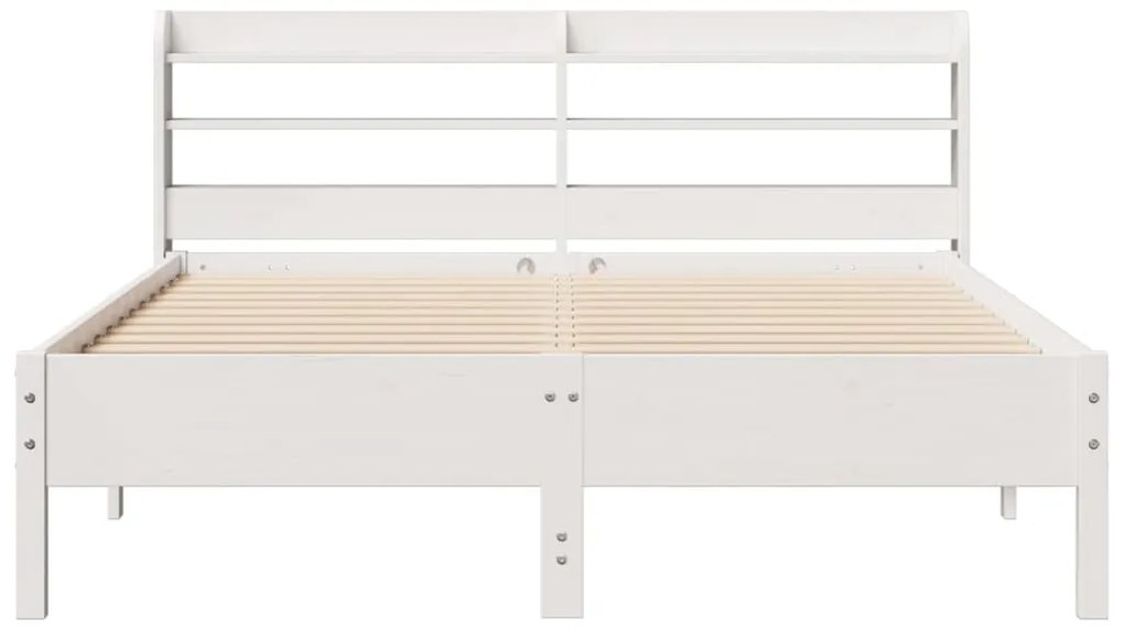 Cama sem colchão 160x200 cm madeira de pinho maciça branco