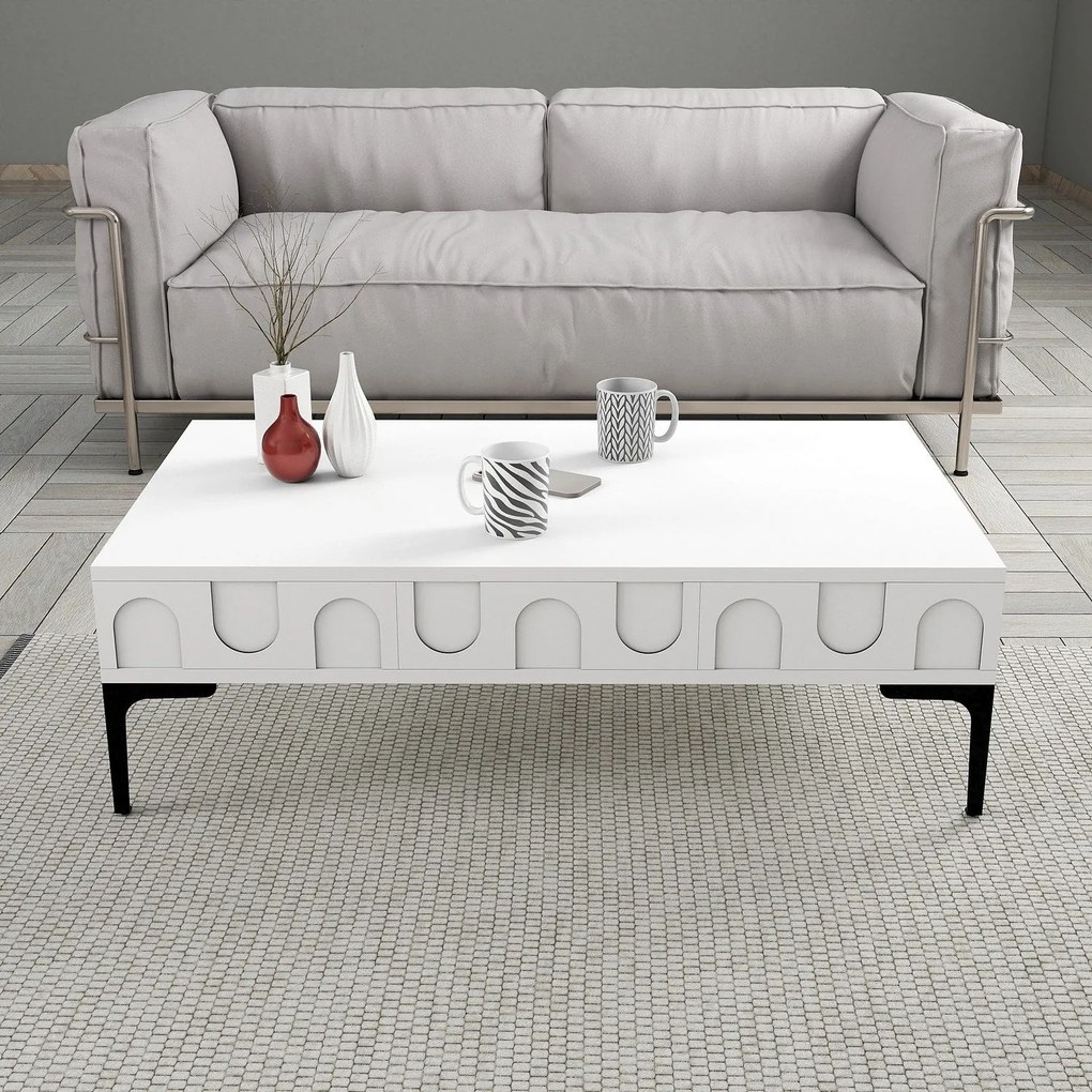 Mesa de Centro Lyon – Branco e Preto – 105x32,6x60 cm