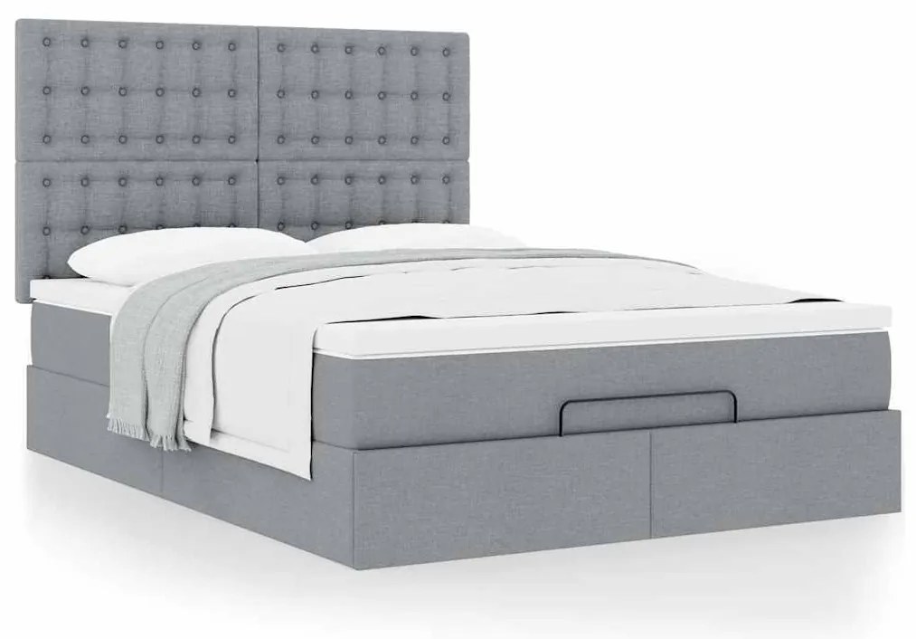 Estrutura de cama otomana com colchão 140x190 cm cinzento claro