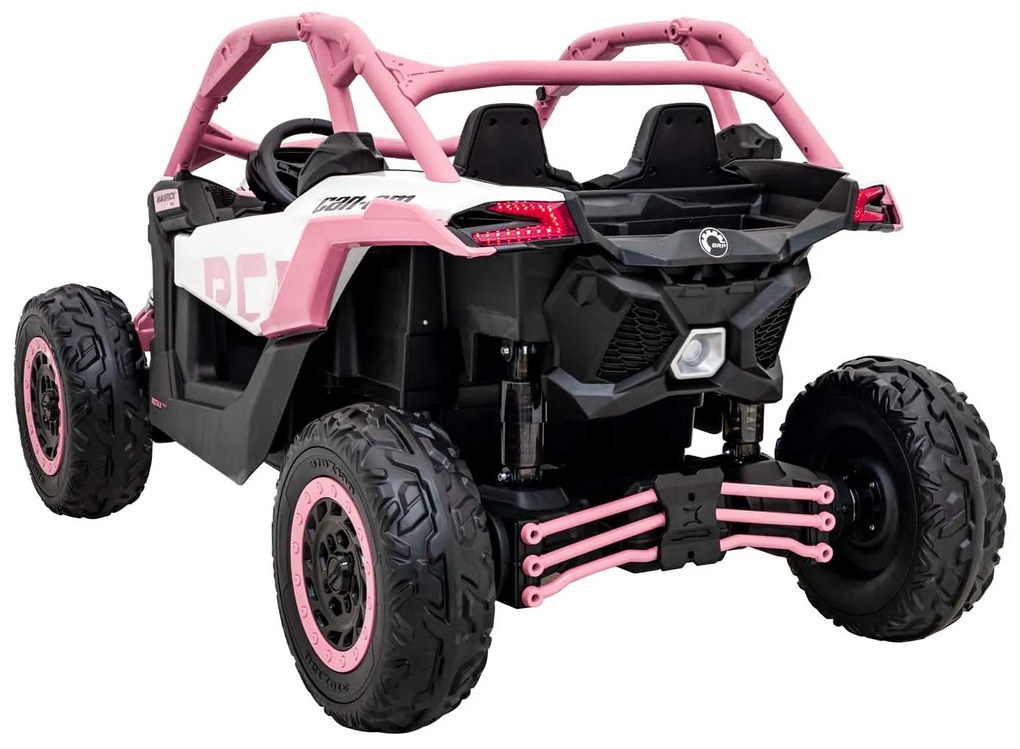 Carro elétrico para Crianças 24V 4x200W 2 Lugares, Buggy Can-Am Maverick Turbo RR Rodas de EVA, Assento de couro Rosa