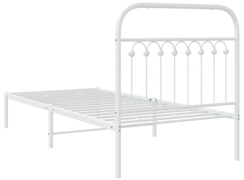 Estrutura de cama com cabeceira 90x200 cm metal branco