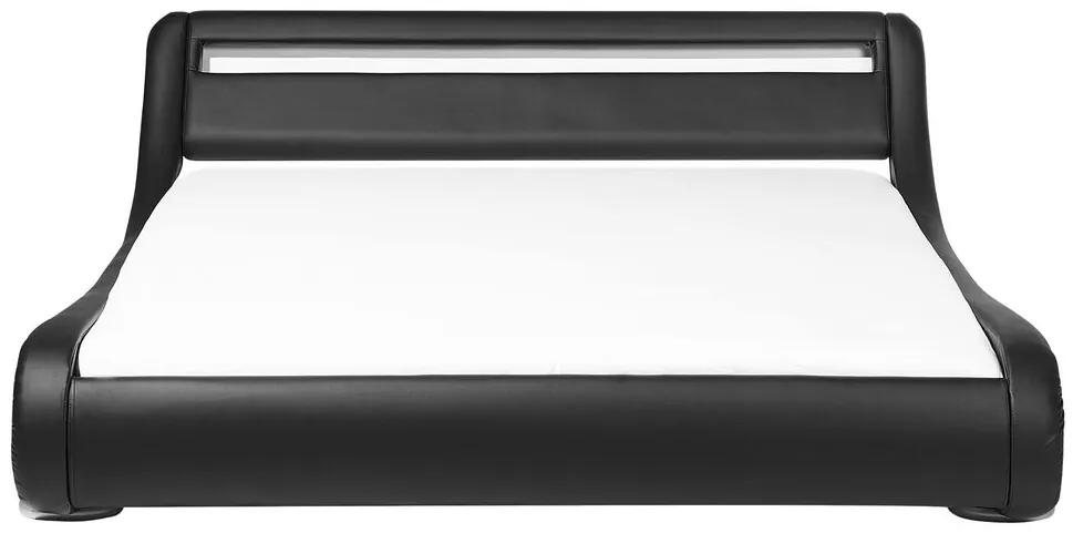 Cama de casal de água com iluminação LED em pele sintética preta 160 x 200 cm AVIGNON Beliani