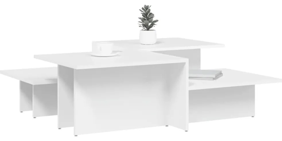 Mesas de centro 2 pcs derivados de madeira branco