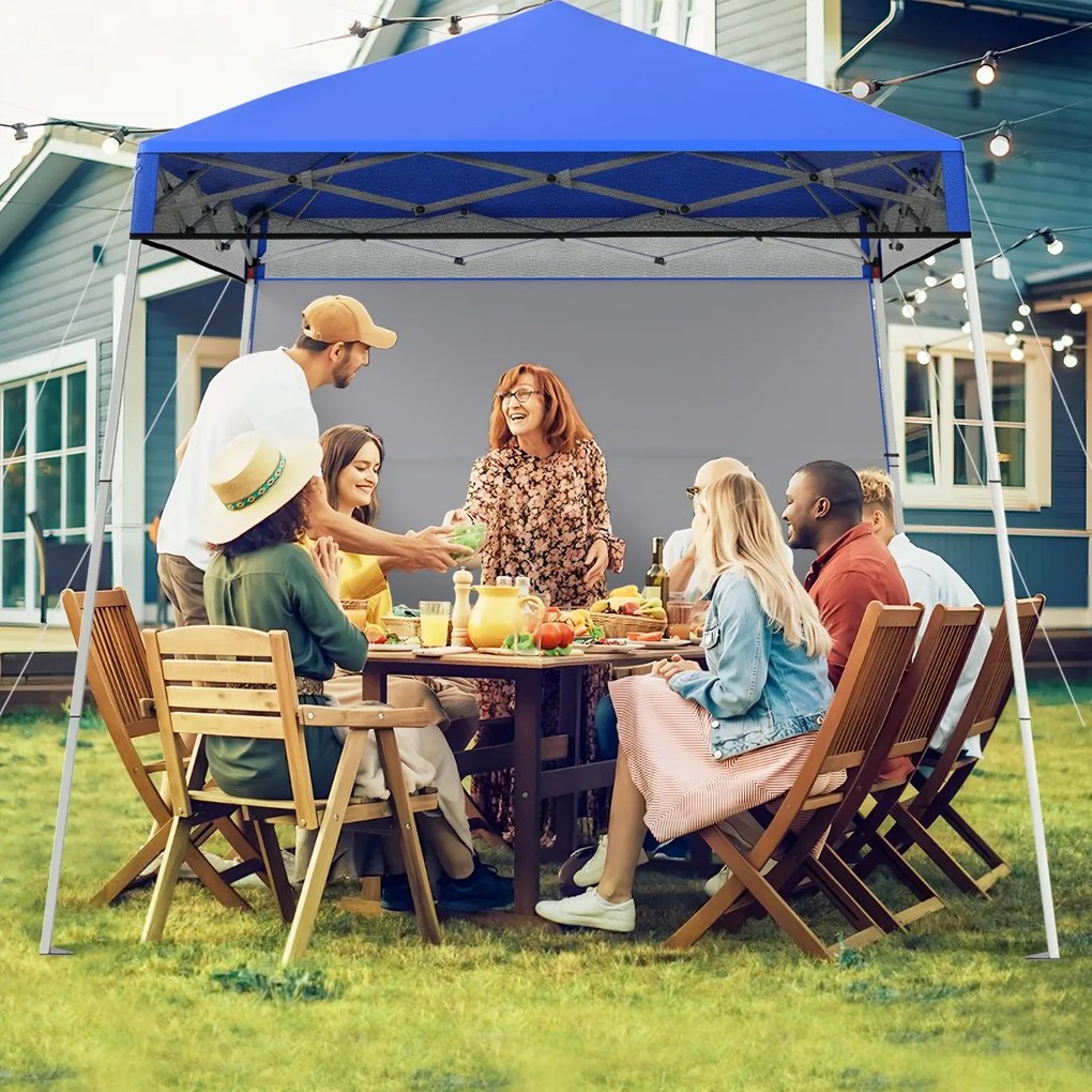 Tenda dobrável Pop UP 182 x 182 cm com 1 parede lateral Jardim, Feiras, Eventos com Saco Azul