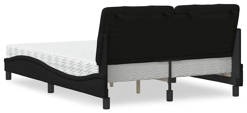 Cama com colchão 140x200 cm tecido preto