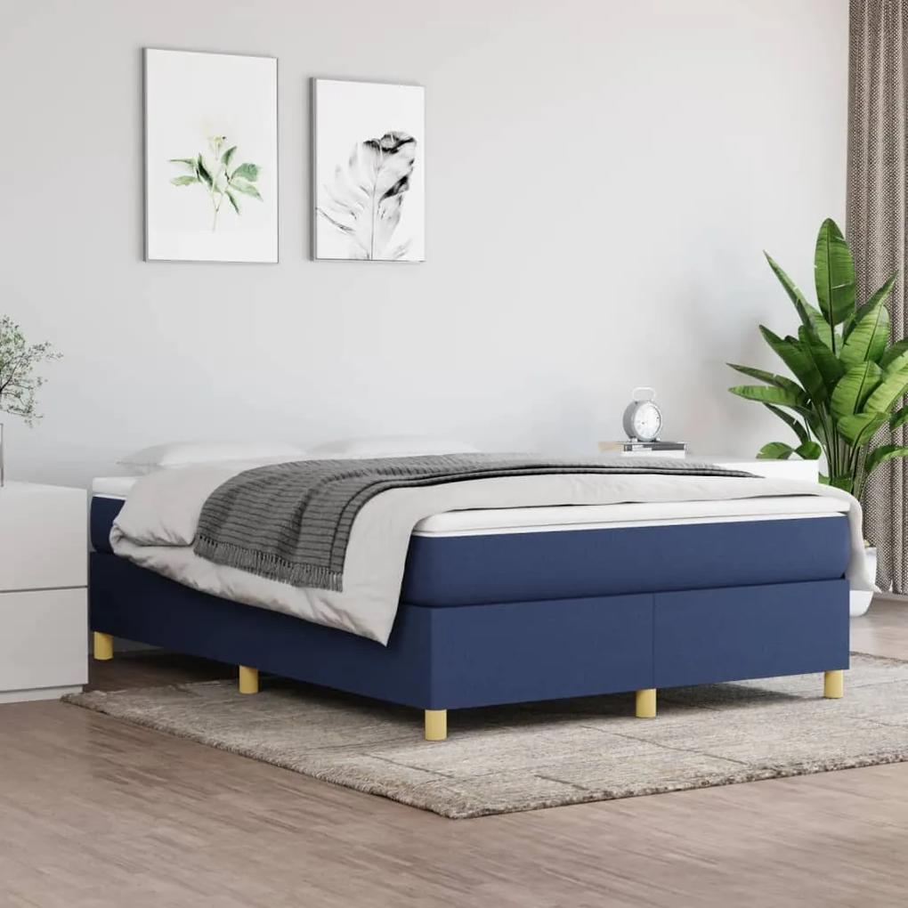 Estrutura de cama com molas 140x190 cm tecido azul