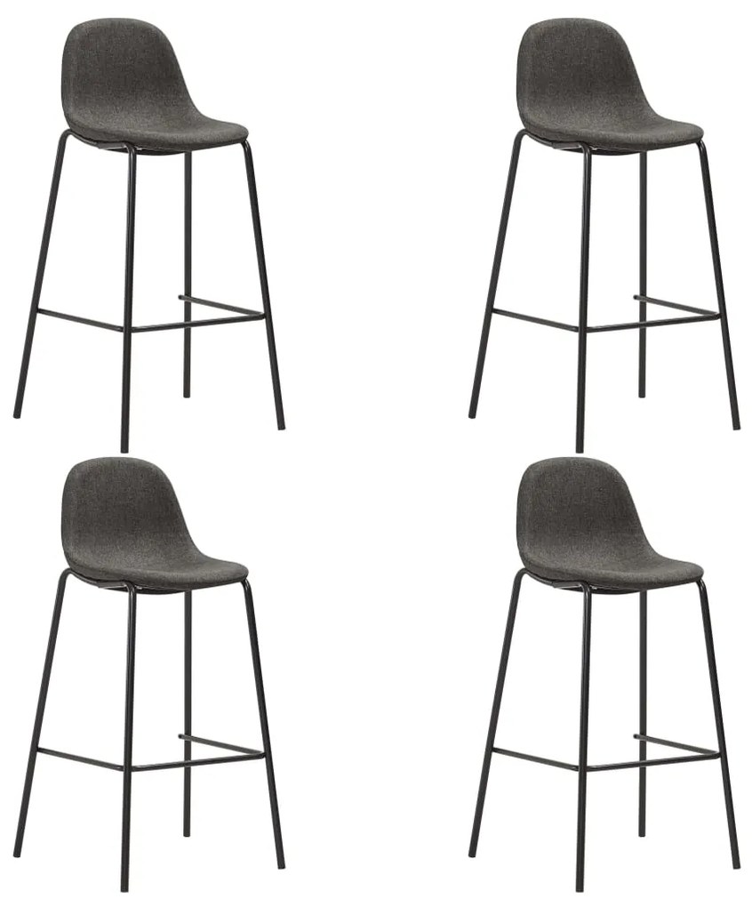 vidaXL Cadeiras de bar 4 pcs tecido cinzento-escuro