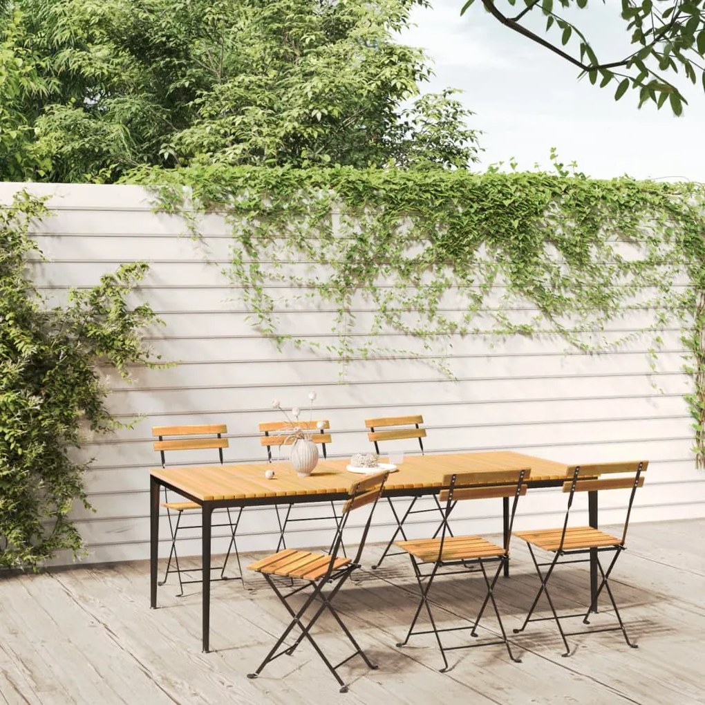 vidaXL Cadeiras de jardim dobráveis 6 pcs aço e madeira acácia maciça
