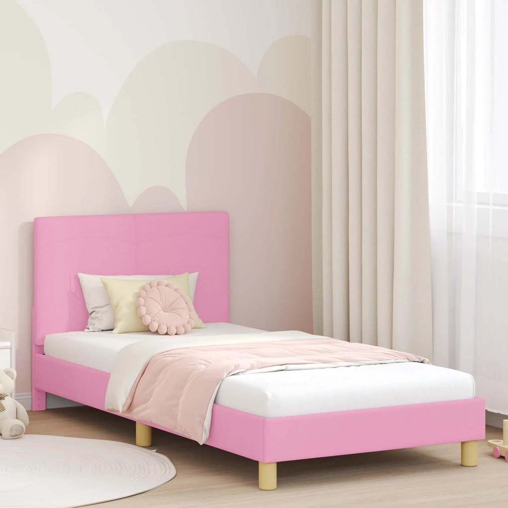 vidaXL Estrutura de Cama Infantil com Cabeceira Rosa 80 x 200 cm