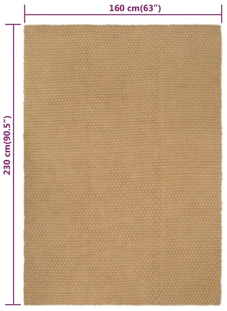 Tapete retangular natural 160x230 cm juta