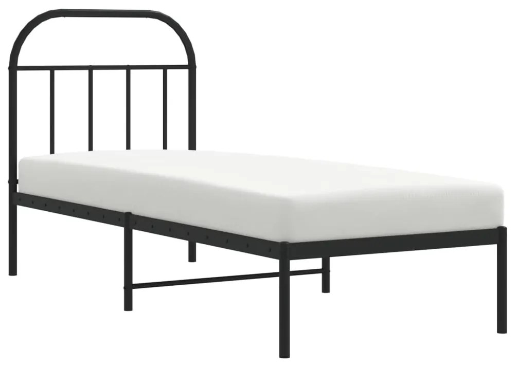 Estrutura de cama com cabeceira 75x190 cm metal preto