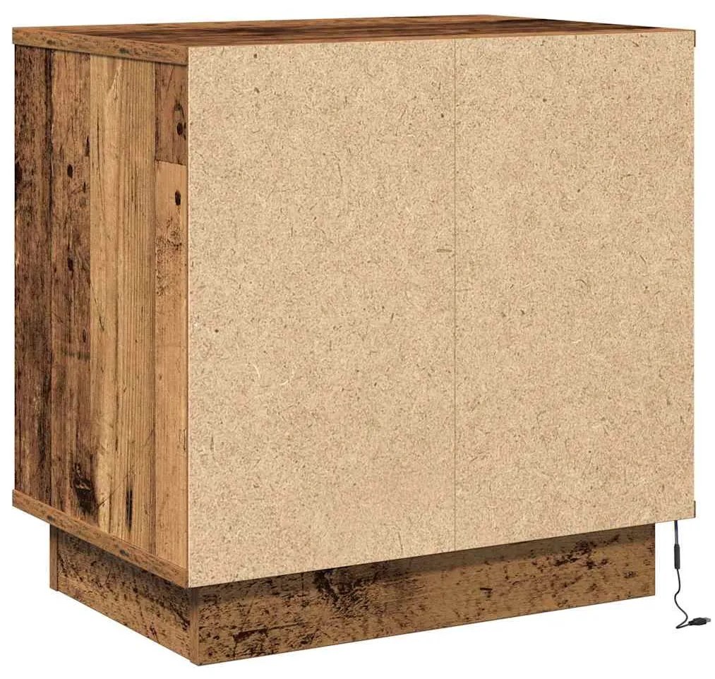 Cômodas de Cabeceira com LED 2 pcs Madeira Velha 50x34,5x50 cm