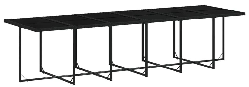 17 pcs conjunto de jantar p/ jardim c/ almofadões vime PE preto