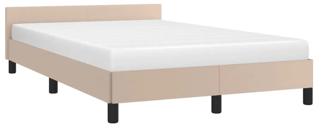 Estrutura de cama sem colchão 120x190cm couro artif. cappuccino