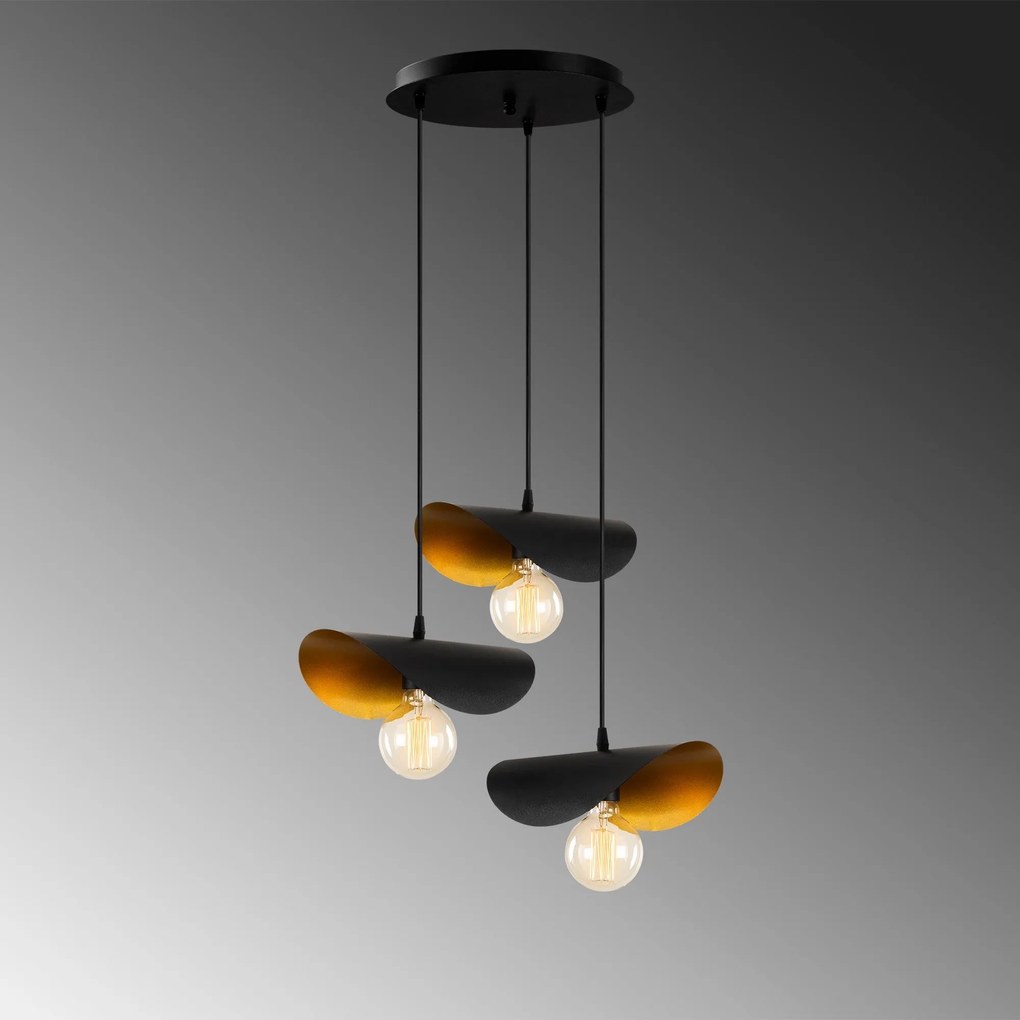 Candeeiro Chandelier Sivani – Preto e Dourado – 45 cm