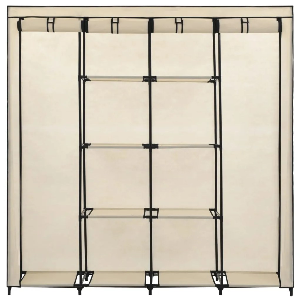 Roupeiro com 4 compartimentos 175x45x170 cm cor creme