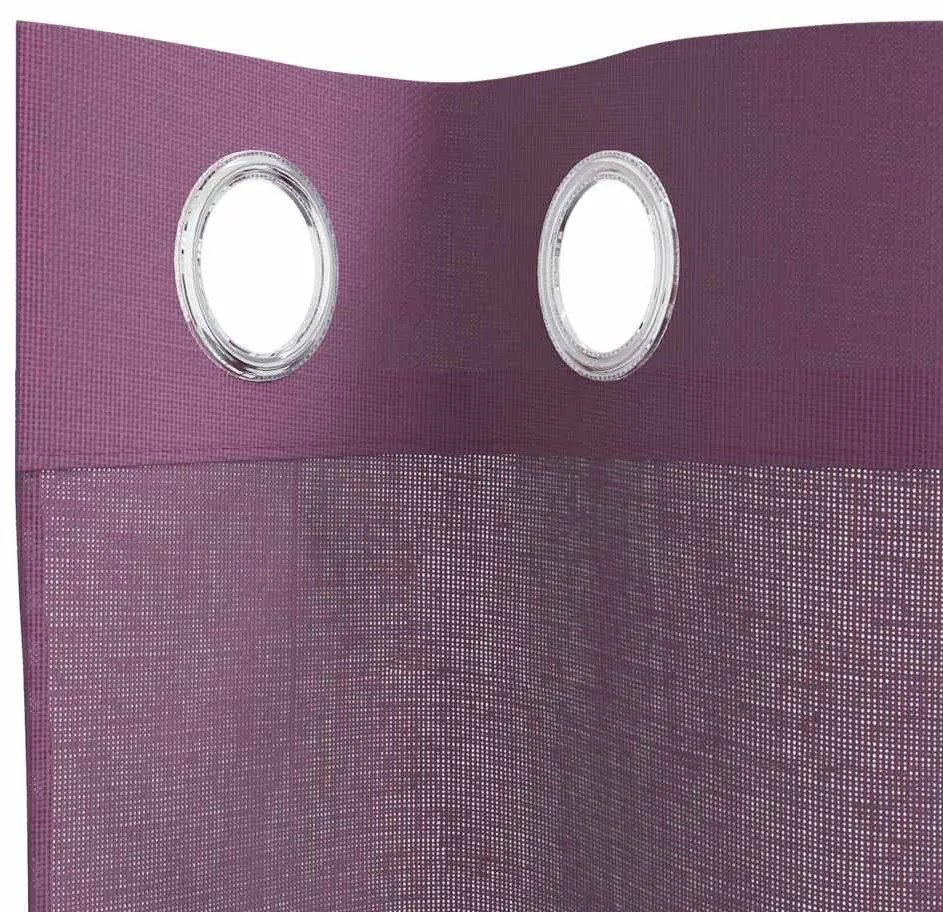 Cortinas de voile com ilhós 2 pcs roxo 140x175 cm