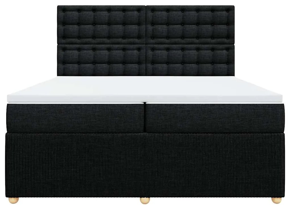 Cama com molas/colchão 200x200 cm tecido preto