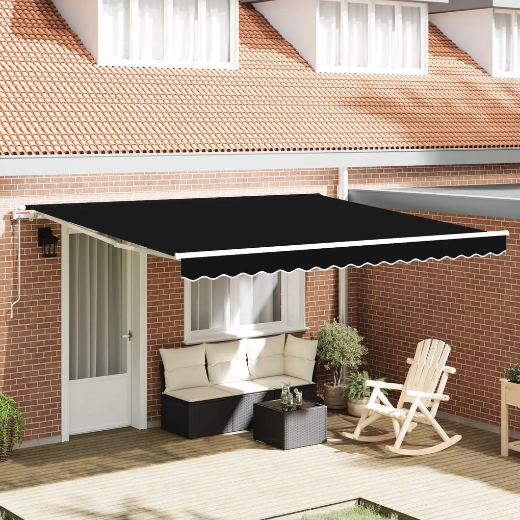 vidaXL Toldo Retrátil Automático Preto 400x300 cm