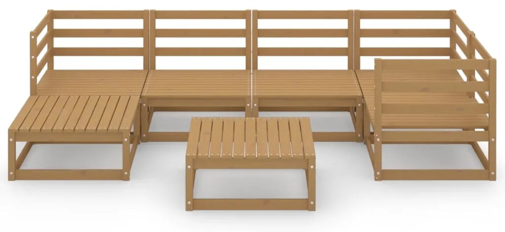 7 pcs conjunto lounge de jardim pinho sólido castanho mel