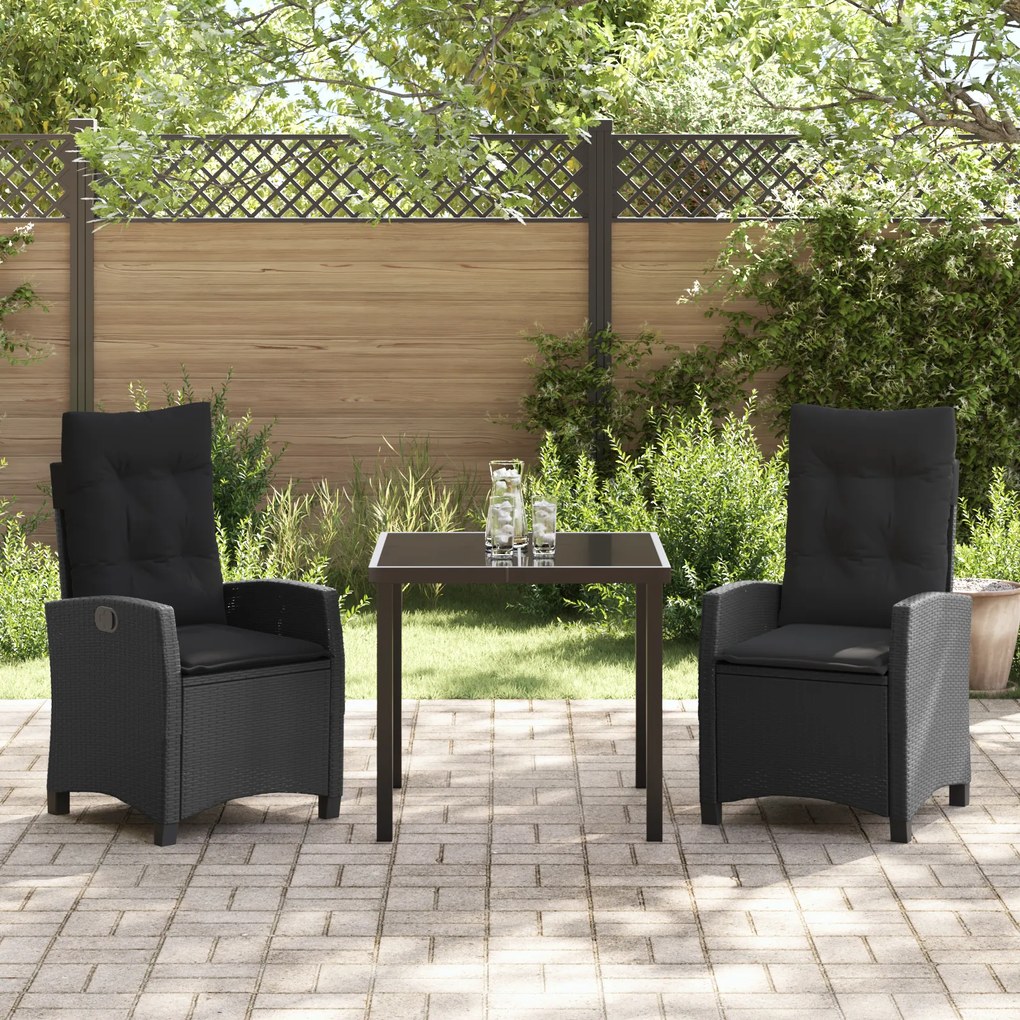 Conjunto de Jantar de Jardim 3 Peças com Almofadas - Rattan Sintético