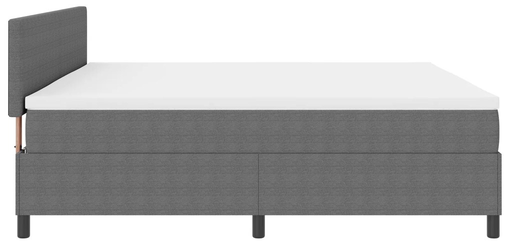 Cama Box da com Colchão Cinza 200x200 cm Tecido de Veludo Cotelê
