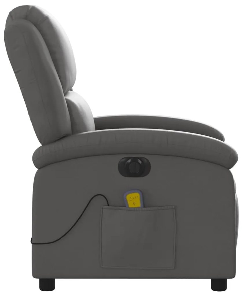 Poltrona de massagens reclinável elétrica couro genuíno cinza